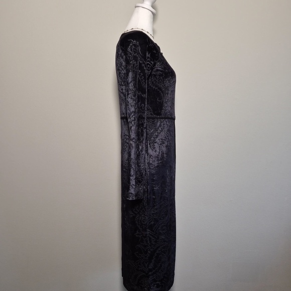 Fuzzi Jean Paul Gaultier Tribal Tattoo Shapewear Navy Velvet Longsleeve Dress L - Picture 4 of 9